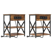 Set di 2 Comodini | Armadio da Notte | Mobiletto da notte Rovere fum¨¦ 41 x 31 x 51 cm
