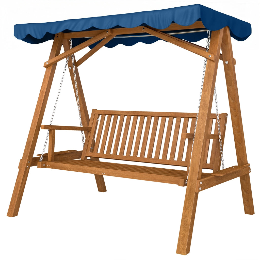 Dondolo da Giardino 3 Posti in Legno con Baldacchino ¨C zephmum ¨C 210x130x185cm