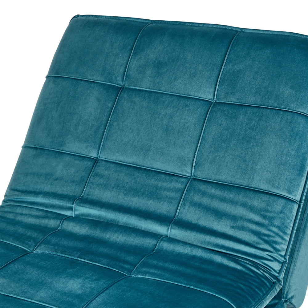 Chaise Longue Velluto verde acqua Schienale e Poggiapiedi Regolabili Moderna Glamour
