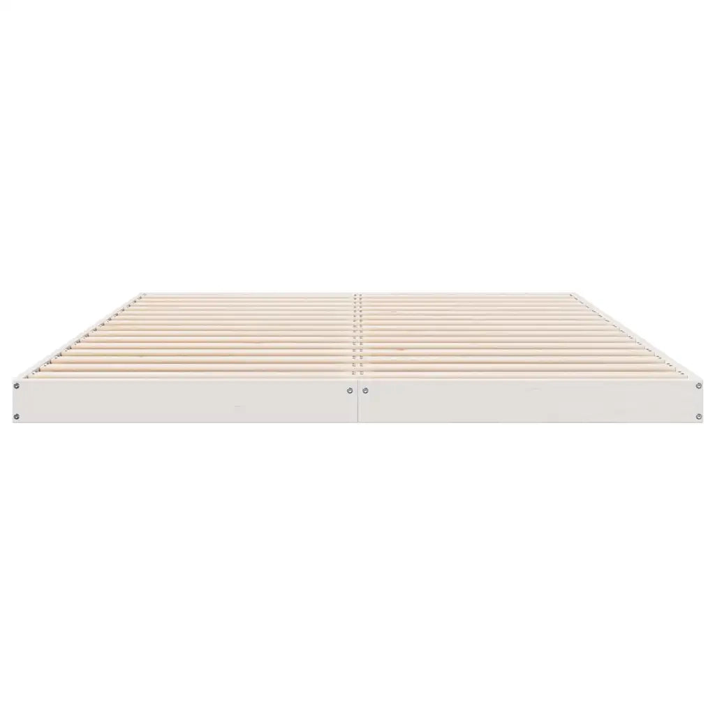 Struttura letto a terra Bianco 160 x 210 cm Pino massello 869741