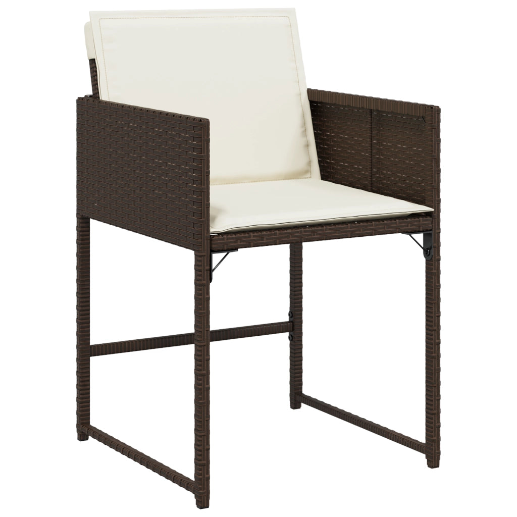 Set da pranzo da giardino 5 pezzi con cuscini Marrone Rattan Polimerico