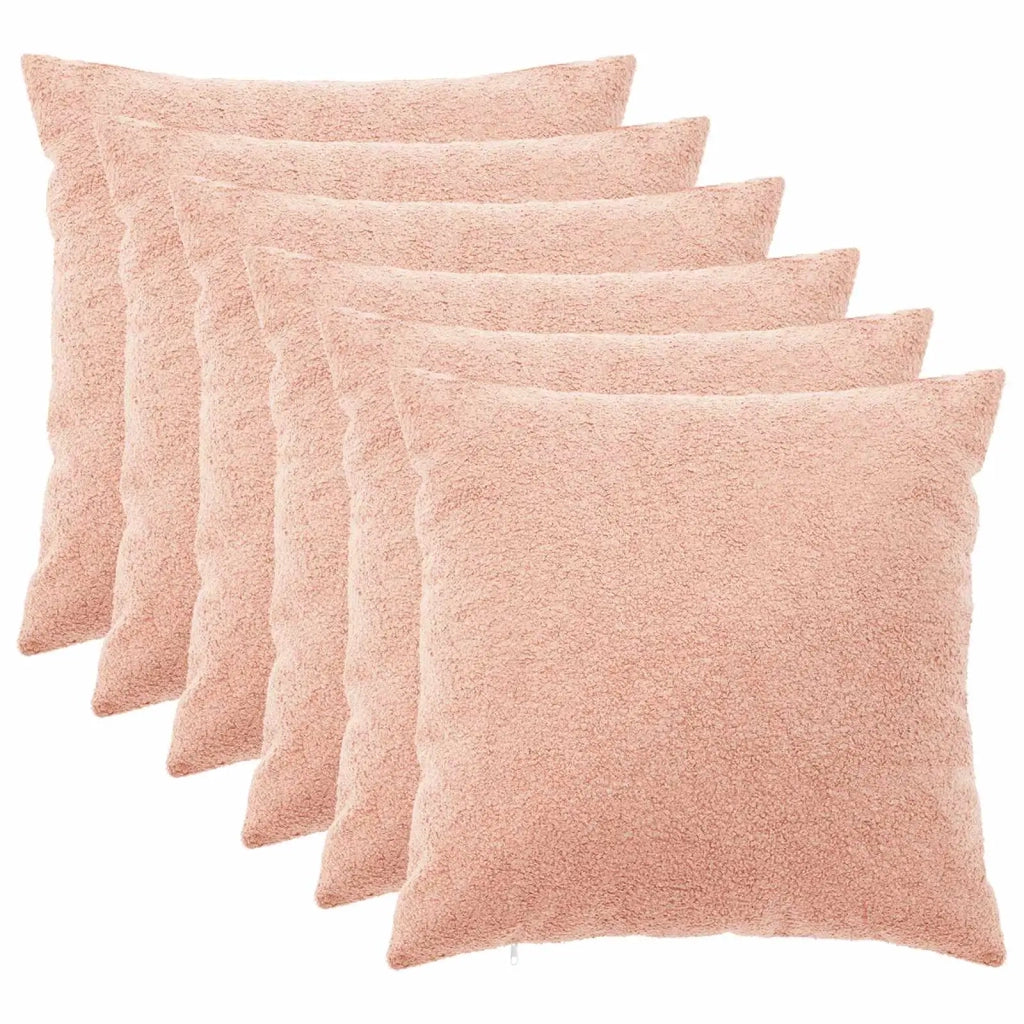 Federa 6 pcs HEERLEN Rosa 65 x 65 cm Bouclé 912962