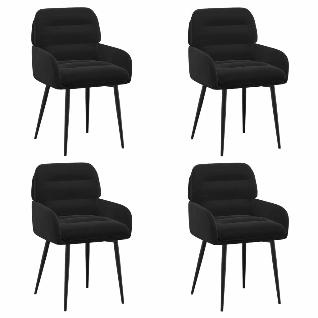 Sedie da pranzo 4 pcs Velluto (V) Nero 59 x 59,5 x 90 cm 3428242