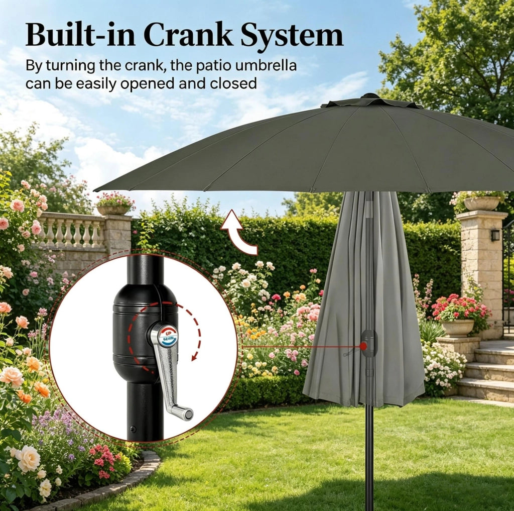 Ombrellone da giardino inclinabile grigio scuro Ø257 cm
