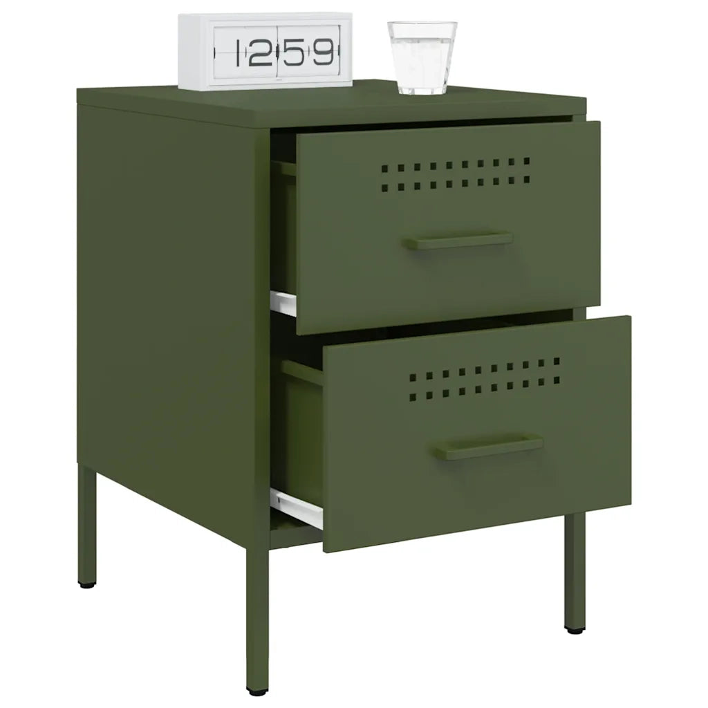 Comodini 2 pz Verde Oliva 36x39x50,5 cm in Acciaio 842931