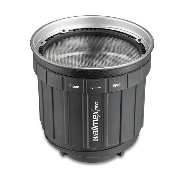 attacco Zoomspot 2X Bowens - Faretto a regolazione continua da 12° a 40°, per LED fino a 350W, resistente al calore fino a 100°C, compatibile con attacchi Bowens/Walimex Pro