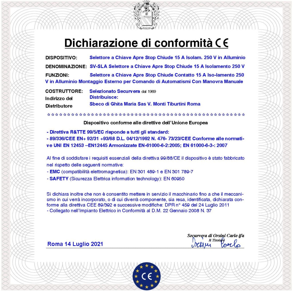 Selettore in Alluminio Ritorno a Molla 2 Pezzi 4 Chiavi Uguali 3 Posizioni Apre Stop Chiude Contatti 15A Isolamento 250 V Apertura Condominiale Pedonale Montaggio Esterno a Parete Comando Automatismi