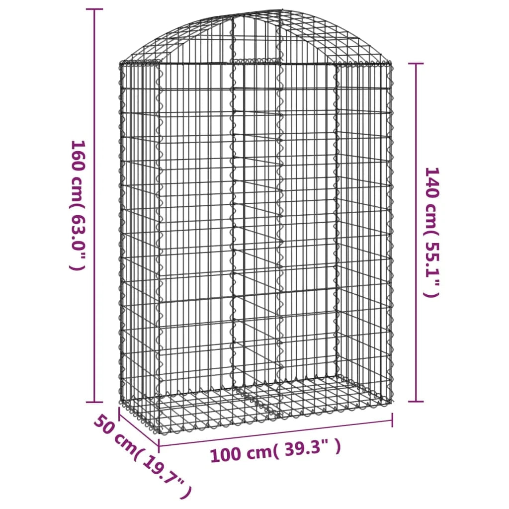 Gabbione recinto a gabbia muro di contenimento ad arco 100 x 50 x 140/160 cm ferro zincato argento 02_0039962