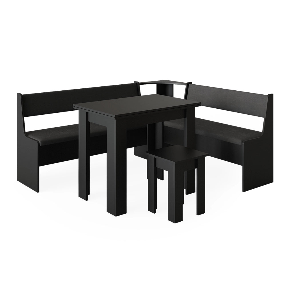 Vicco Gruppo panca ad angolo Nero 150 x 41.5 cm con tavolo