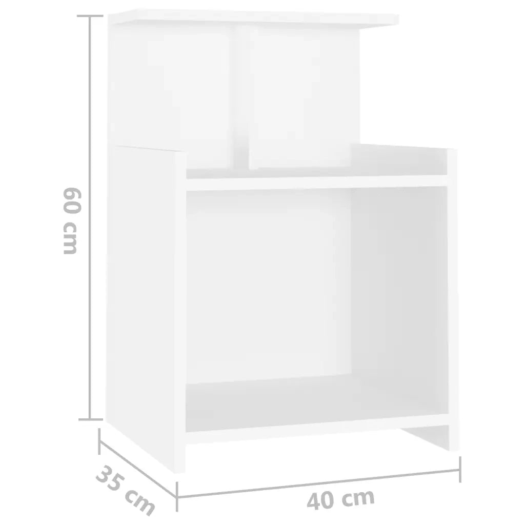 Comodini 2 pz-Set di 2 Tavolino da notte Bianchi 40x35x60 cm in Legno Multistrato