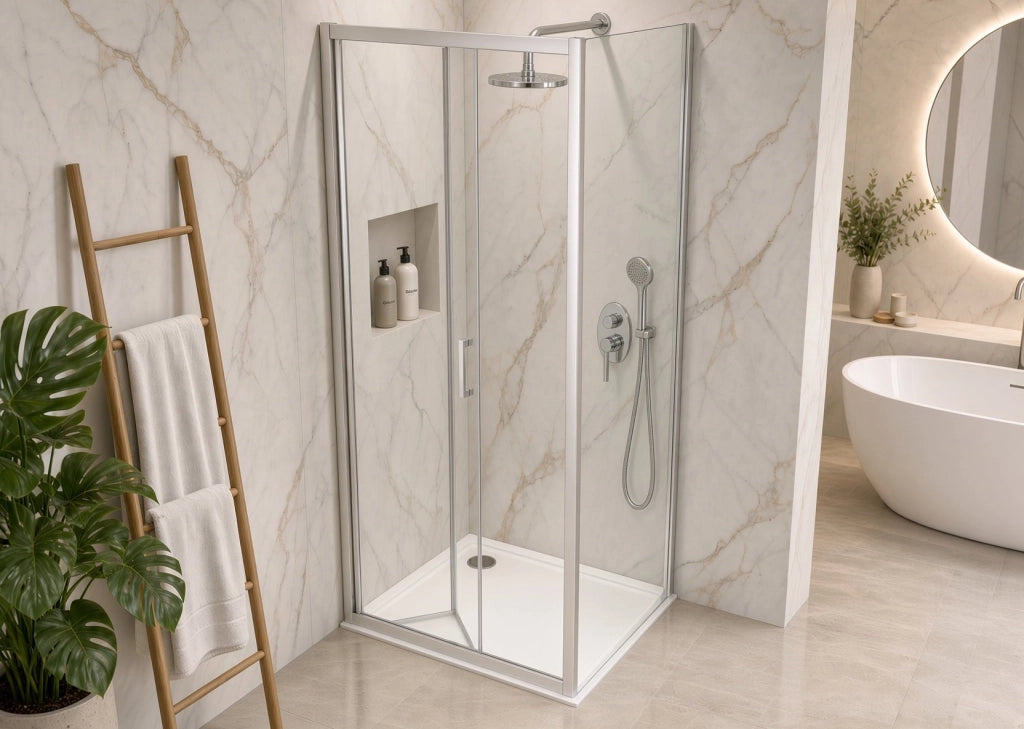 Box Doccia 2 lati 80x75 cm fisso + soffietto H195 cm ISA Cromato