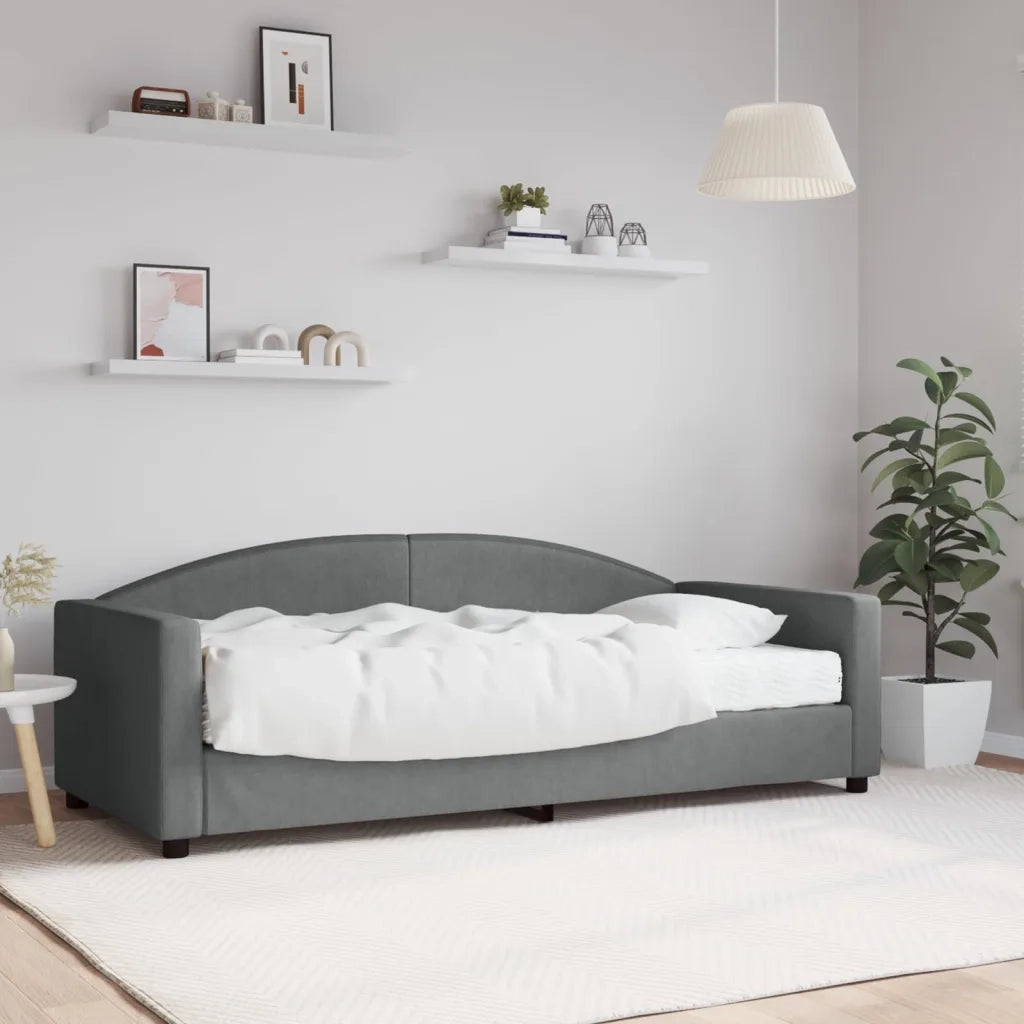 Divano Letto con Materasso Grigio Scuro 90x190 cm in Tessuto