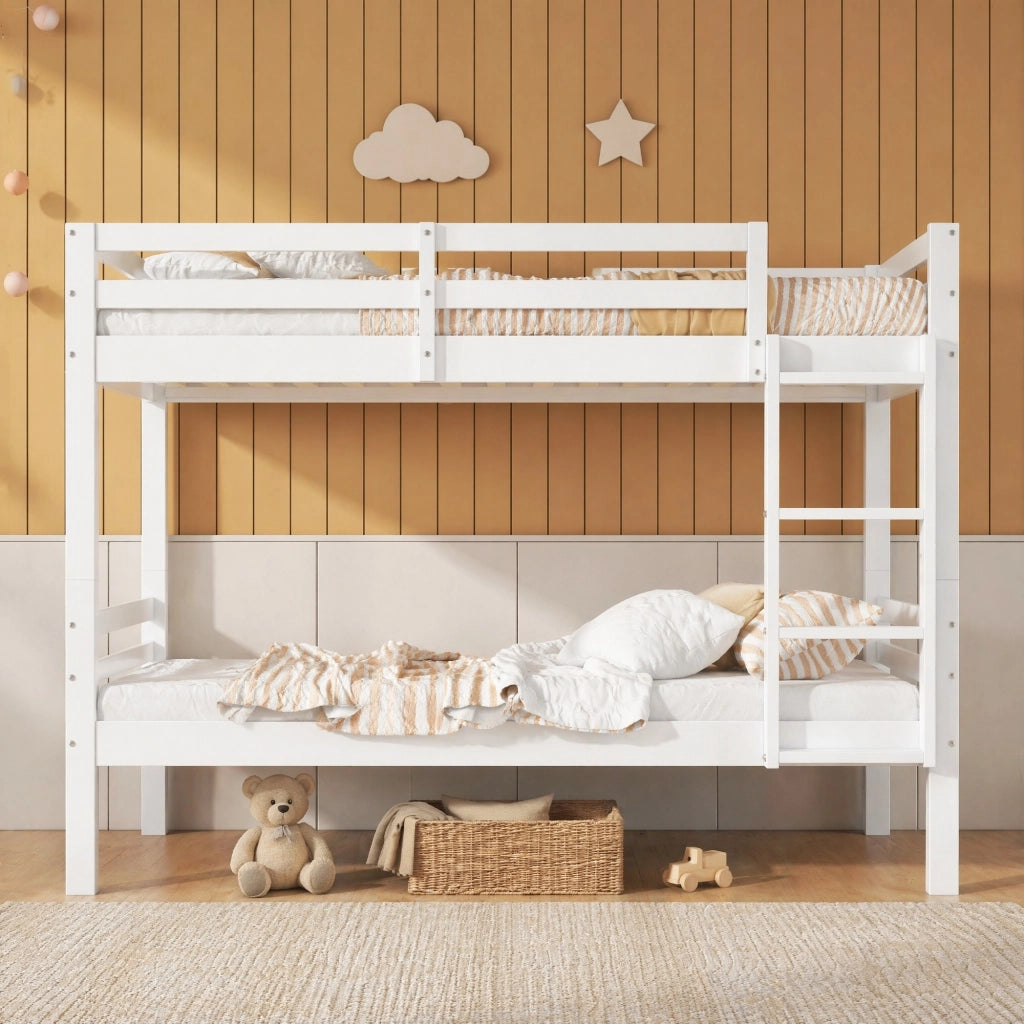 LETTO A CASTELLO 90x200 cm in pino bianco, divisibile in 2 letti singoli