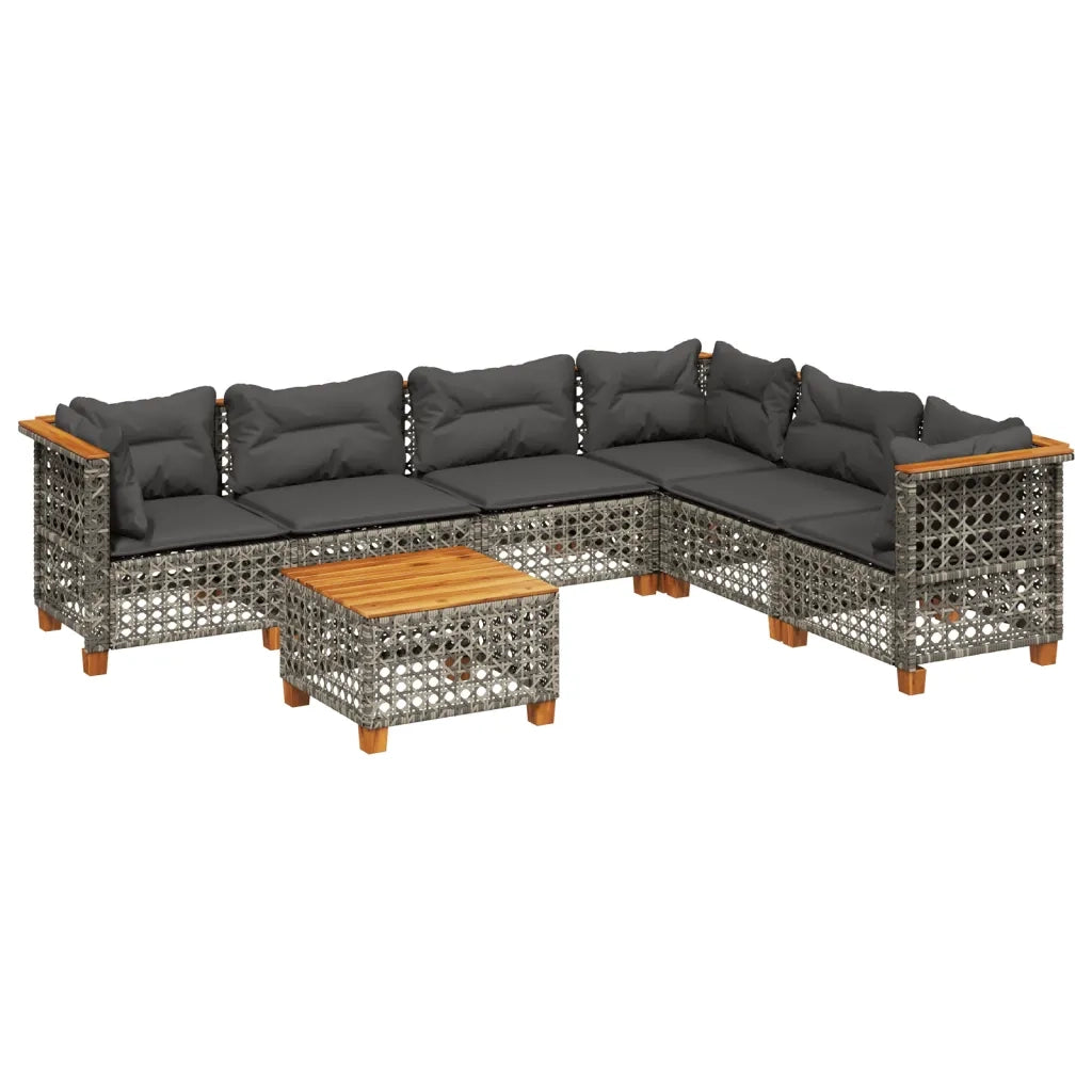 Set Divani da Giardino 7 pz con Cuscini Grigio in Polyrattan