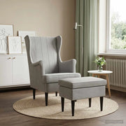 Poltrona con Ottomano 2 pz Grigio Chiaro Velluto 3418824