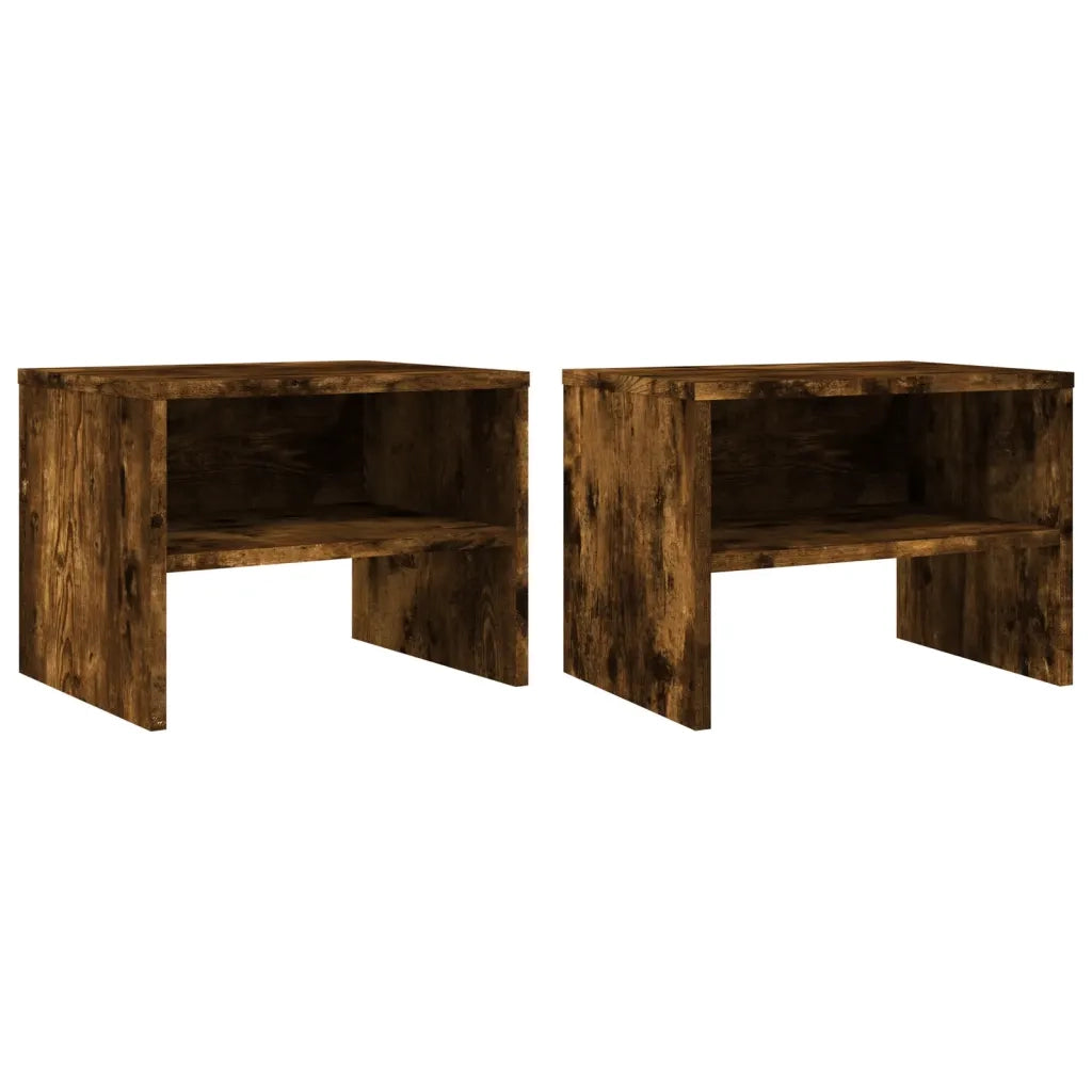 Set di 2 Comodini | Armadio da Notte | Mobiletto da notte Rovere Fumo 40x30x30 cm Legno Multistrato