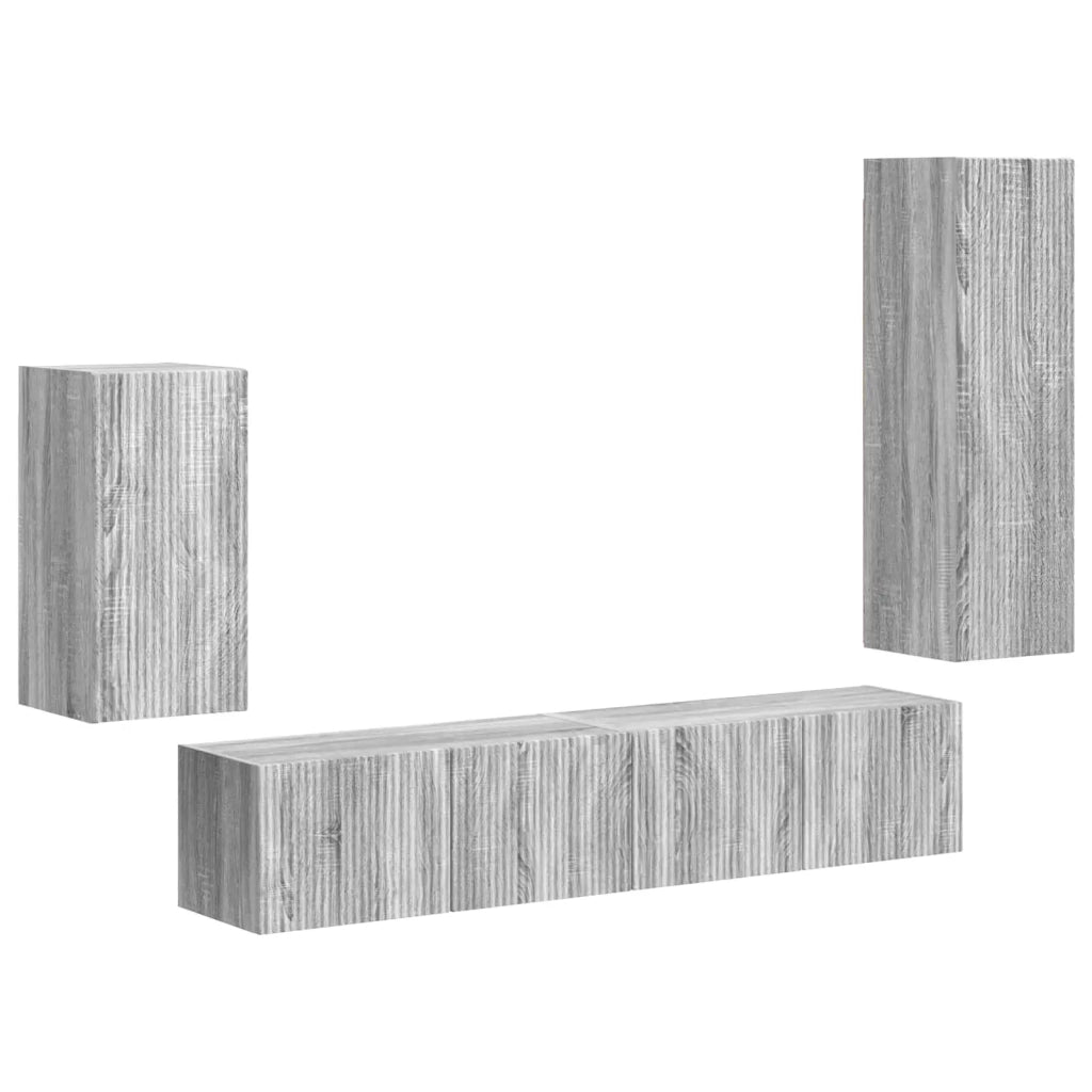 Set mobile TV 4 pcs Grigio Sonoma Legno multistrato