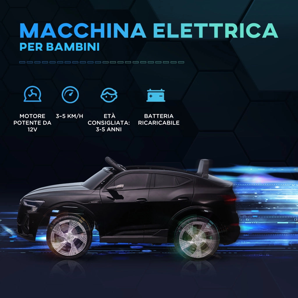 EasyComfort Macchina Elettrica per Bambini 3-5 Anni con Telecomando e cinture di sicurezza, Auto a 12V con Luci e Musica, 3-8km/h, Nero