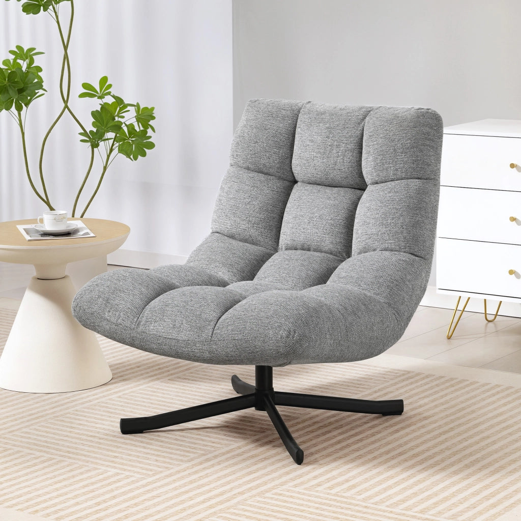 Poltrona girevole senza braccioli ¨C zephmum ¨C Tessuto chenille grigio 75x95x90