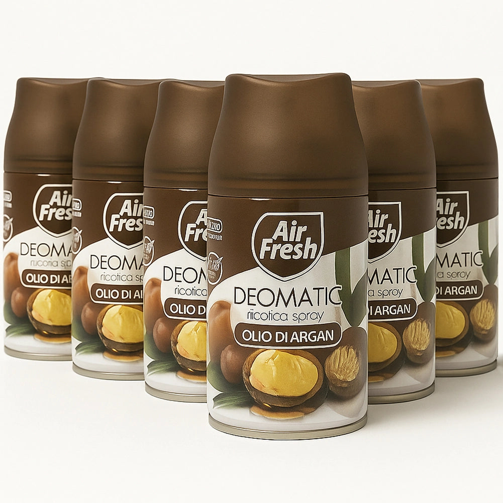 AIR FRESH Deomatic 6 x 250 ml Ricarica Spray Profumatore Ambiente Olio di Argan