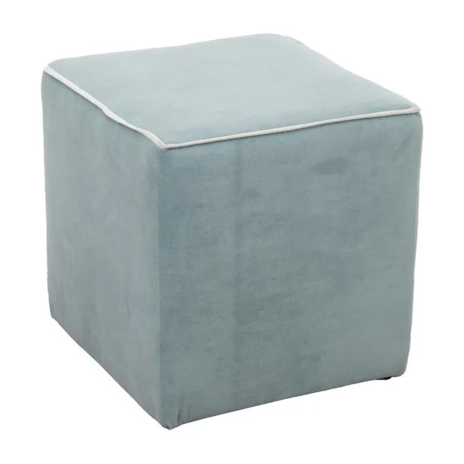 Pouf Zeno velluto menta - bordo ottanio