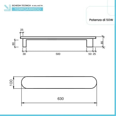 Scaldasalviette elettrico Ness 63 cm bianco opaco 50W in ceramica