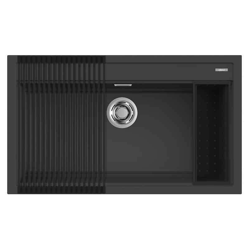 Lavello Elleci Incasso 1 vasca 86x51 Best 360 Bundle Granitek Antracite LGB36059K2