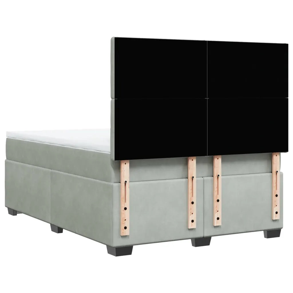 Giroletto a Molle con Materasso Grigio Chiaro 160x200cm Velluto