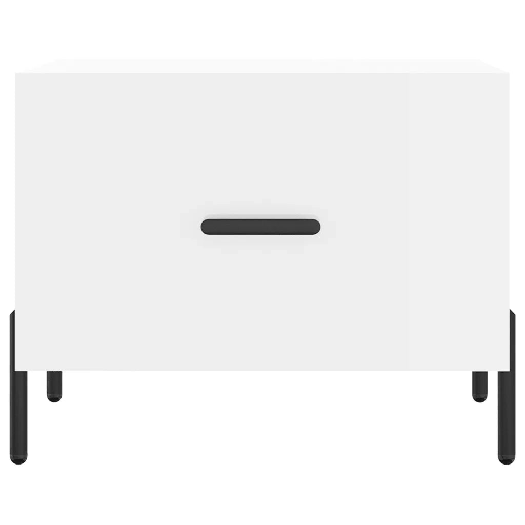 Tavolino da Salotto-Tavolino da soggiorno-Tavolo Bianco Lucido 50x50x40 cm Legno Multistrato 415334