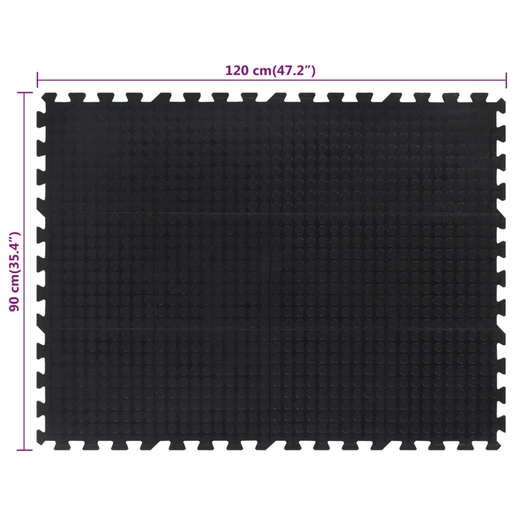 Piastrella per Pavimenti in Gomma Nera 12 mm 90x120 cm CFW2921424