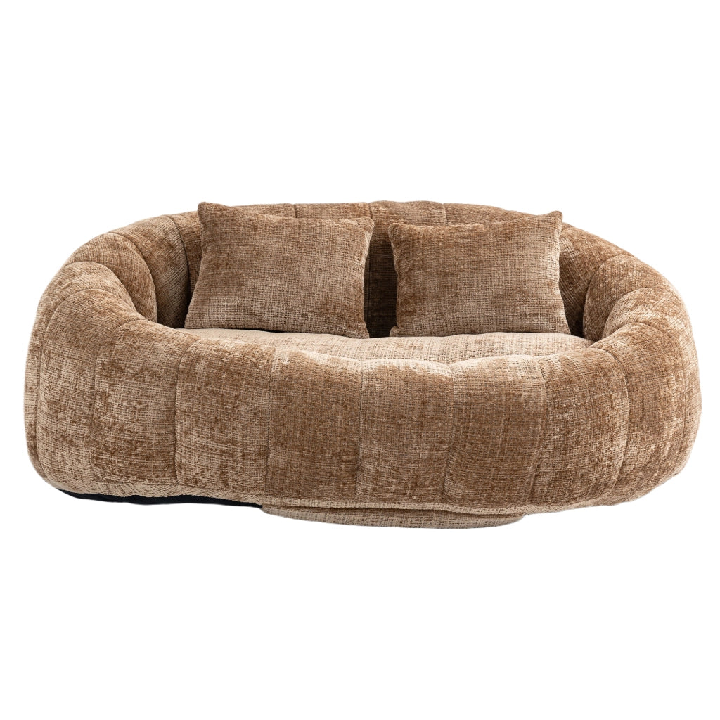 Divano Pouf Bean Bag ¨C MINIMAL ¨C Tessuto Chenille, Marrone, per Adulti e Bambini