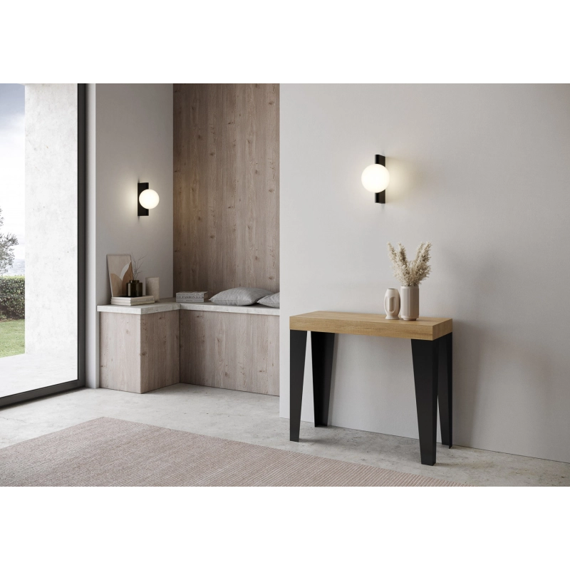 Consolle allungabile 90x40/196 cm Flame Small Premium telaio Antracite - Quercia Natura