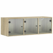 Armadietto a Muro | Mobile a Muro con Ante in Vetro Rovere Sonoma 102x37x35 cm