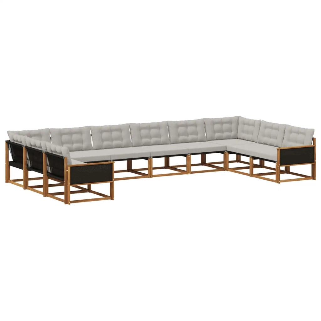 Set di divani da esterno 10 pcs Naturale e Grigio Chiaro 3381703