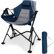 Sedia Amaca da Campeggio, Poltrona Grande con Schienale Regolabile, Poggiatesta, Seduta Imbottita, Portabicchieri, Borsa da Trasporto, Sedia Pieghevole da Esterno, Prato, Picnic, Pesca (Blu)