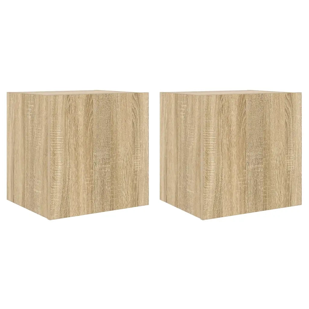 Mobili TV a Parete con Luci LED 2pz Rovere Sonoma 40,5x35x40 cm