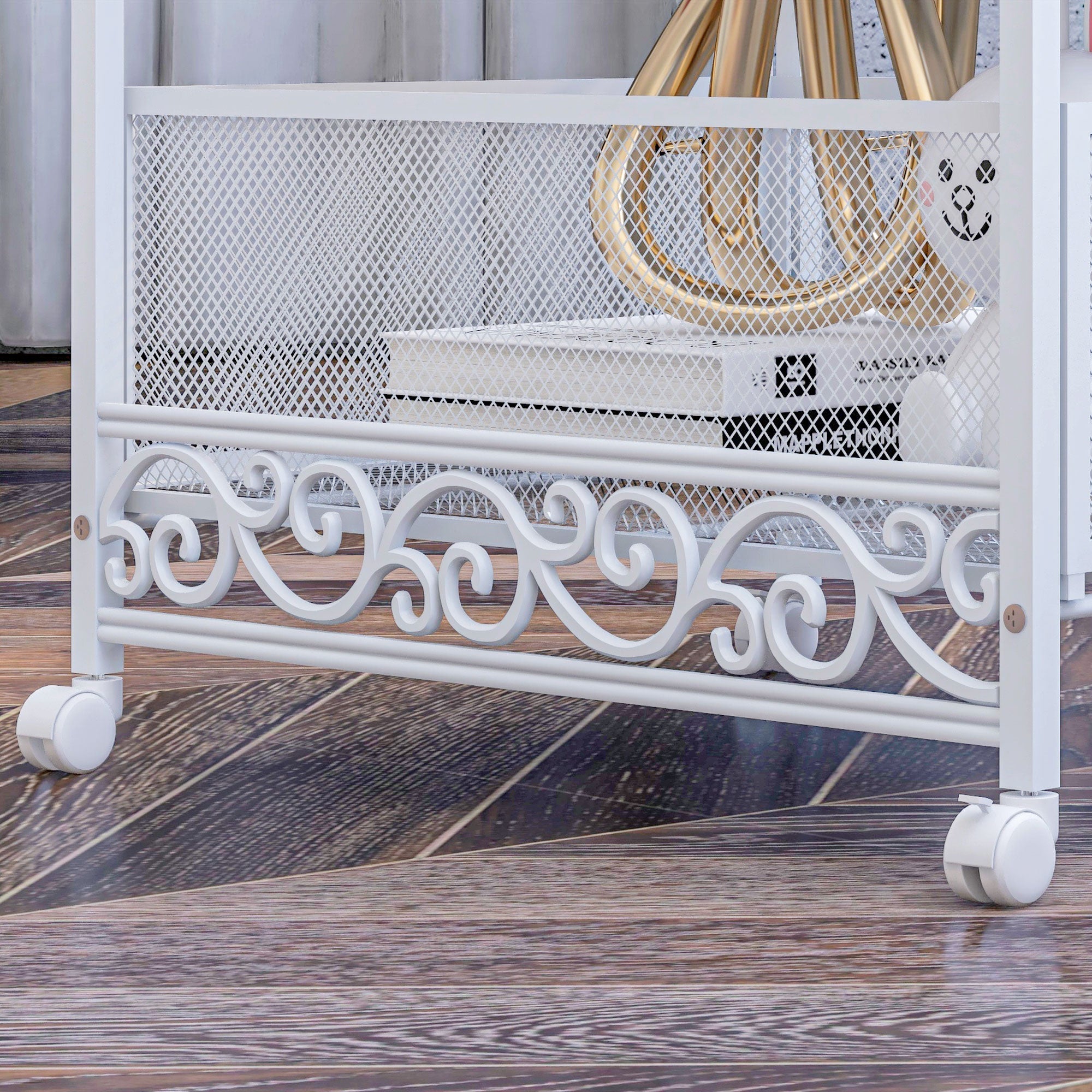 Carrello da Cucina Portaoggetti 3 Livelli 34x29,5x57,5 cm in Truciolato e Acciaio Bianco