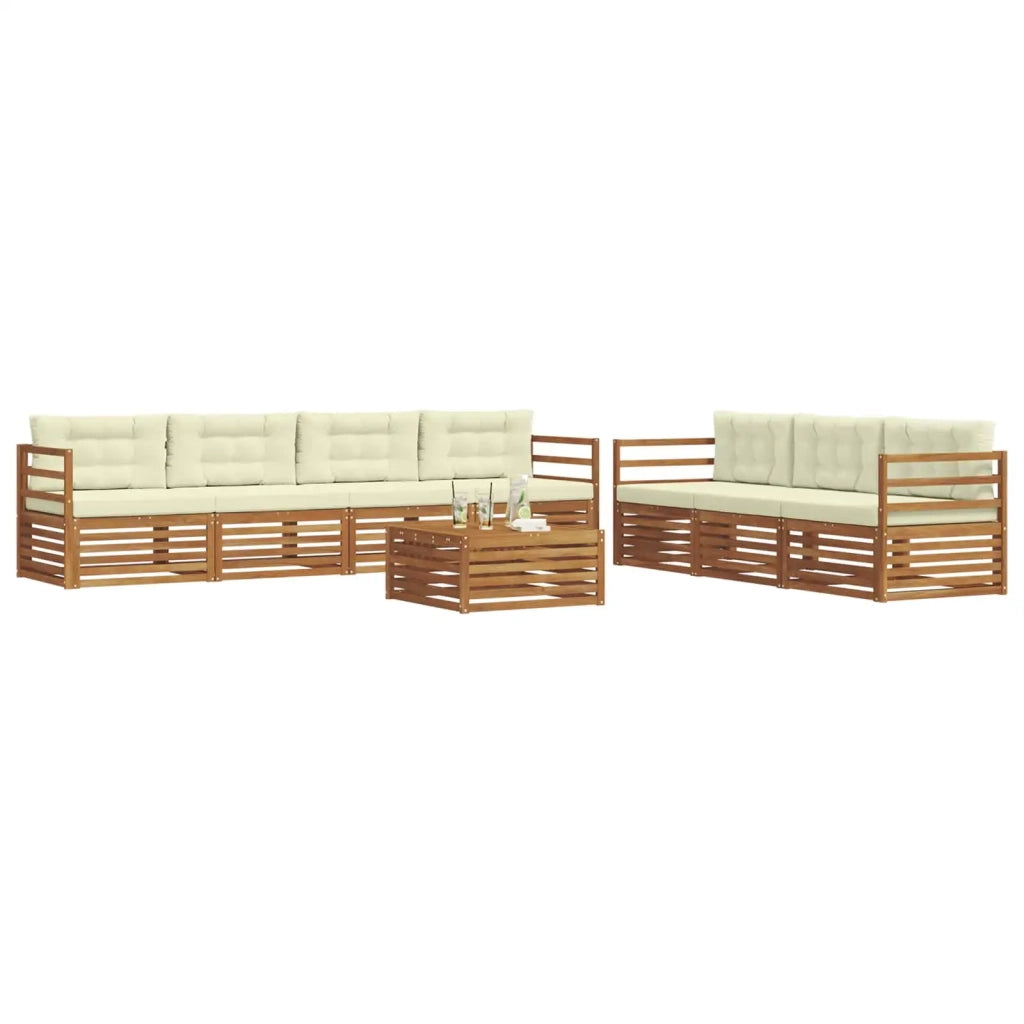 Set di divani da esterno con cuscino 8 pcs Naturale e Crema 3373120