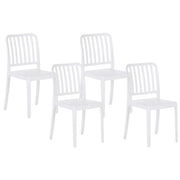 Set di 4 sedie da giardino in plastica bianca impilabili leggere per interni ed esterni resistenti agli agenti atmosferici