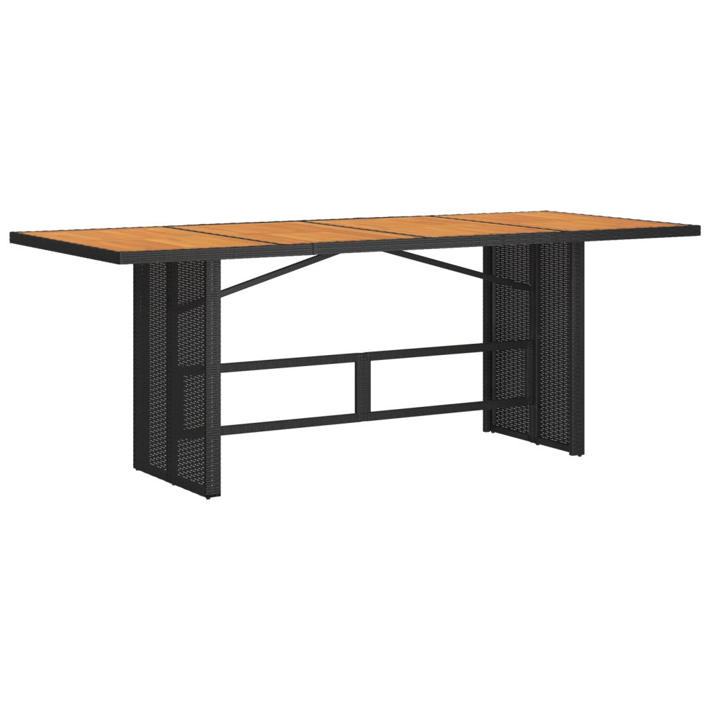 Set da Pranzo da Giardino in Rattan Sintetico Nero Acacia 9 Pezzi