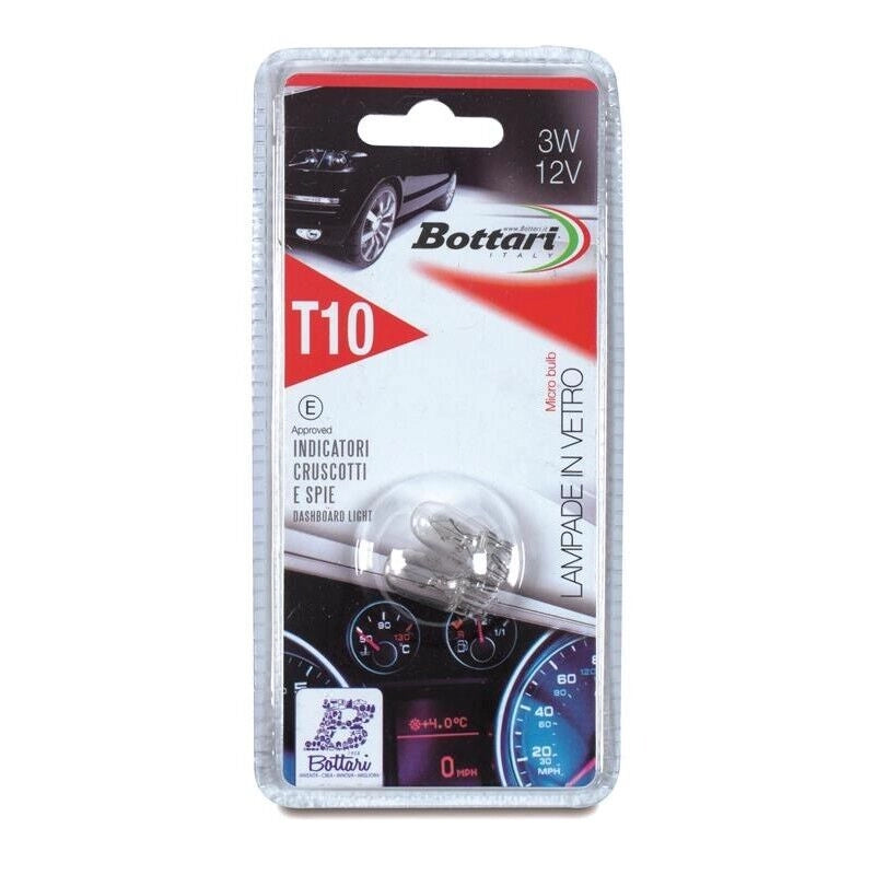 LAMPADA PER INDICATORE DIREZIONE O CRUSCOTTO 12V 3 W T10 VETRO