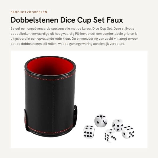 Doppio Bicchiere Professionale - Pelle PU - 5 Piatte - Silenzioso - Fondello Doppio - Interno in Pelle Rossa - Set a Doppio