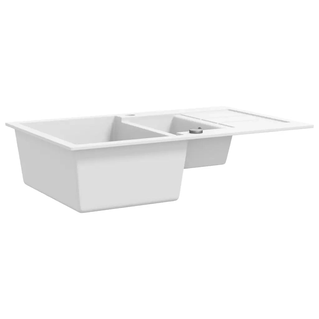 Lavello da Cucina in Granito Vasca Doppia Bianco CFW4901907