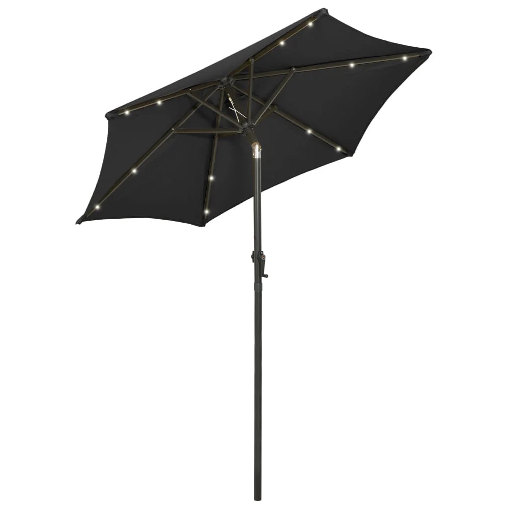 Ombrellone con luci a LED 200 x 211 cm alluminio nero 02_0008091