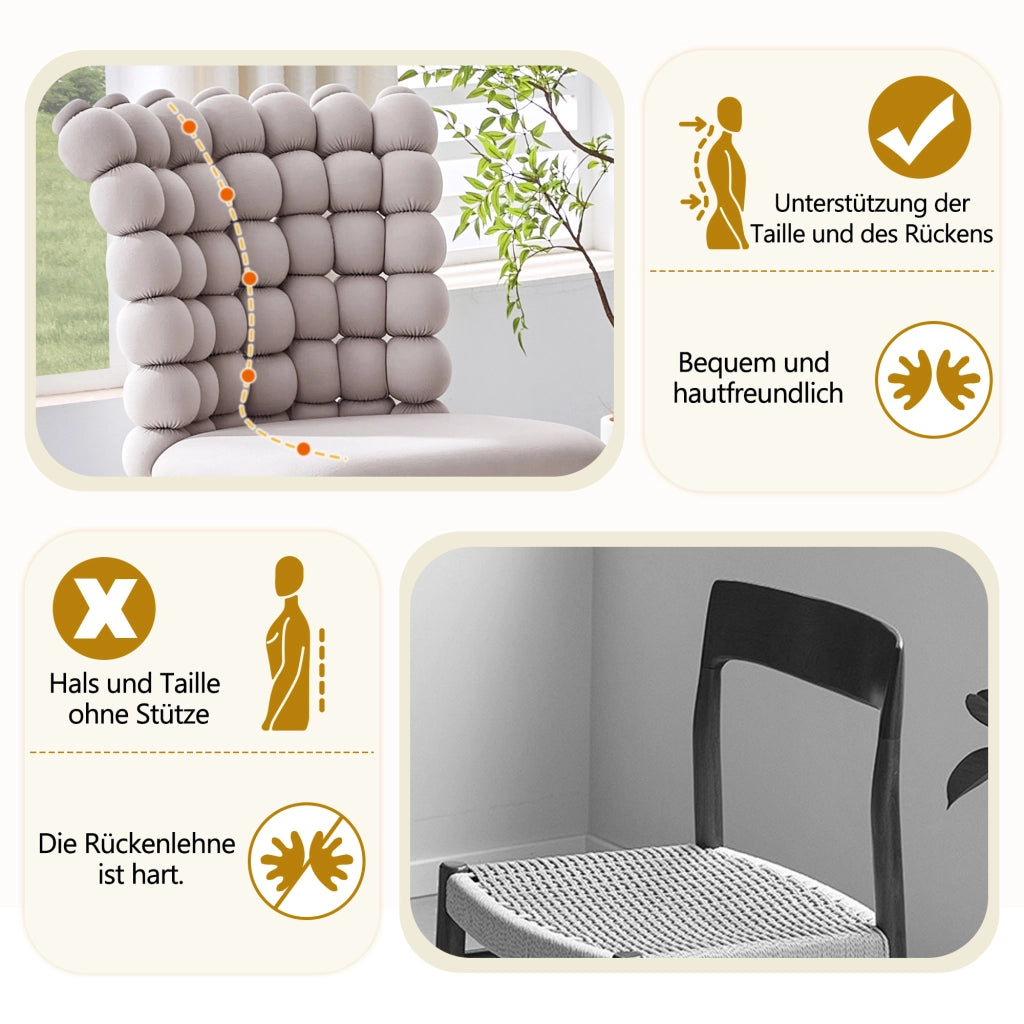 Sedia da pranzo in velluto con schienale 3D e gambe in metallo nero grigio chiaro