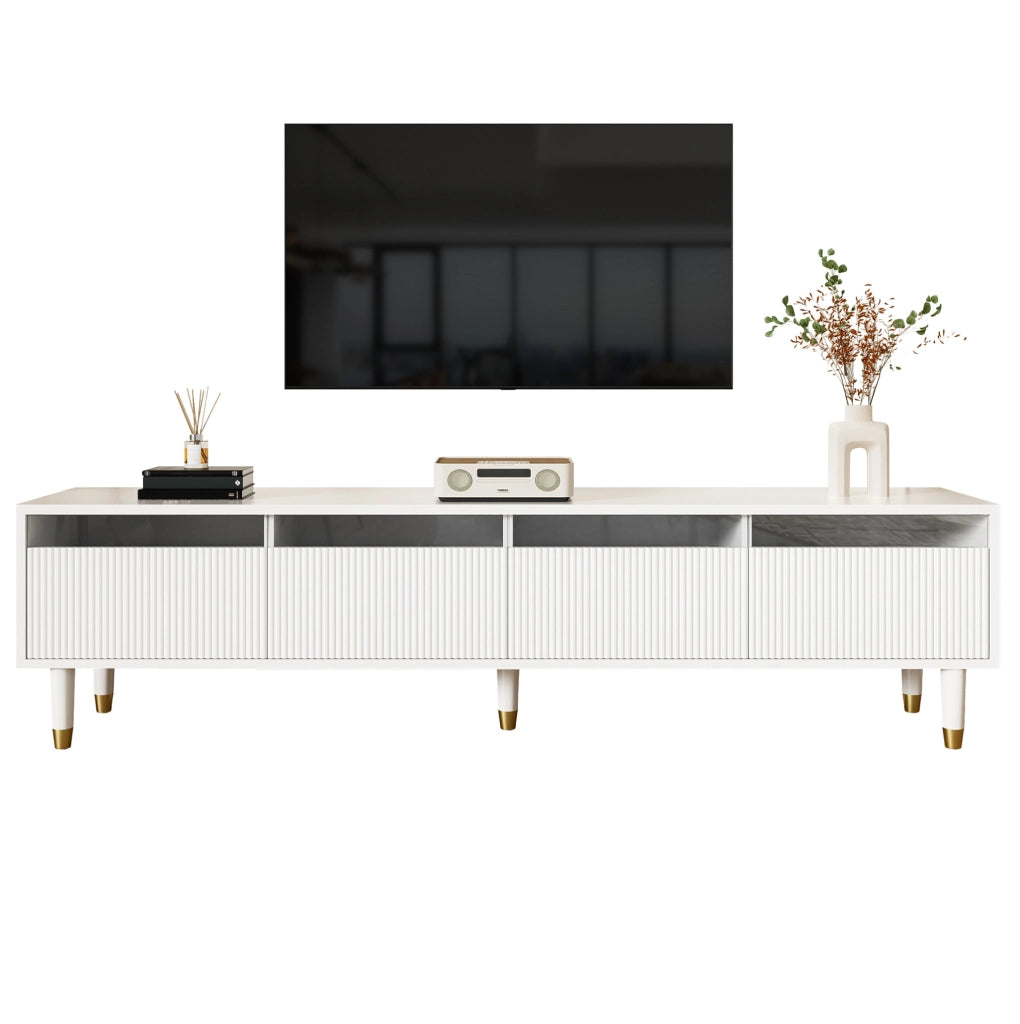 Mobile TV moderno bianco 178 cm con 4 cassetti e passacavi; in MDF