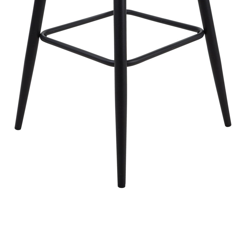 Set di 2 sgabelli da bar rivestiti in tessuto grigio con braccioli schienale trapuntato gambe in metallo Nero