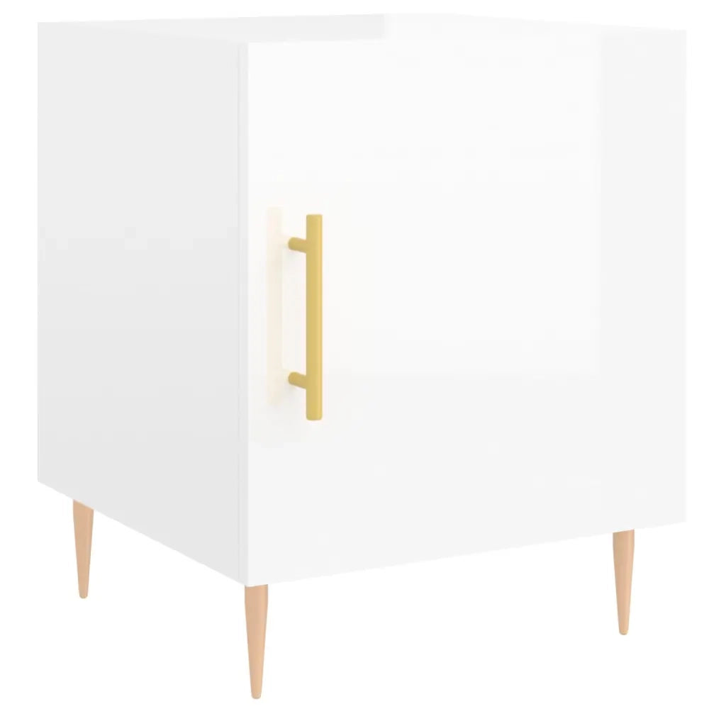 Comodini 2 pz Bianco Lucido 40x40x50 cm in Legno Multistrato 827537