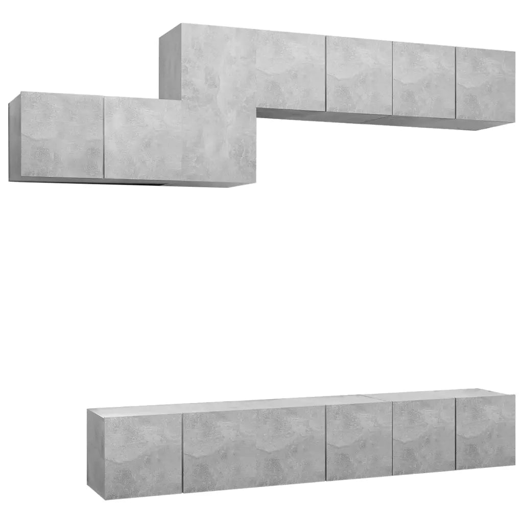Set di Mobili Porta TV 7 pz Grigio Cemento in Legno Multistratocod mxl 120797