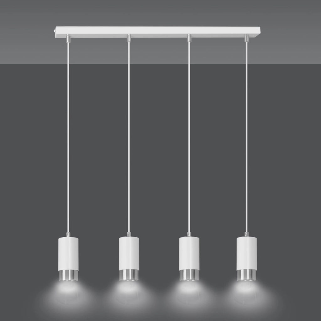 Lampada a sospensione FUMIKO in acciaio bianco e cromo